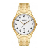 Relógio Orient Masculino Mgss1139 B2kx Dourado Aço Analogico Cor Do Fundo Branco