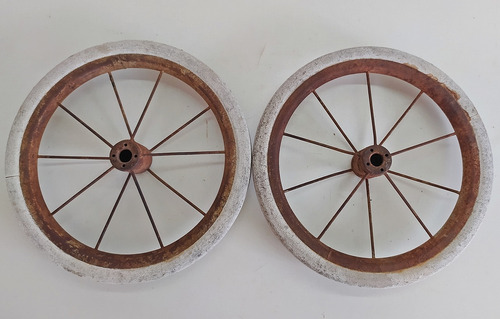 2 Antigas Rodas De Triciclo / Pedal Car - 25cm Bandeirantes