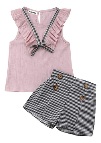 Conjunto De Blusa Sin Mangas Y Pantalones Cortos De Verano .