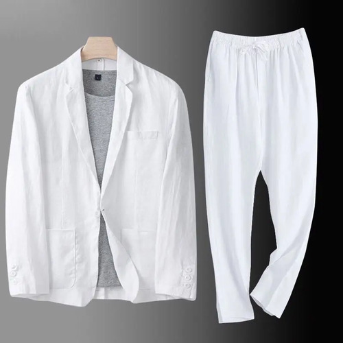 Conjunto De Hombre Verano Lino Algodón Suelto