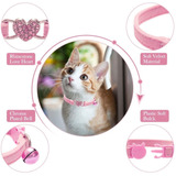 Bingpet Cat Collar Breakaway With Bell, Heart Bling Collar S