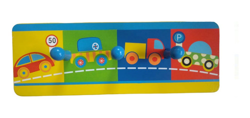 Perchero De Pared Infantil Colgador Divertido Diseño Autos