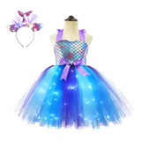 Vestido Luminoso De Princesa Sirena Para Niña Con Luces Led