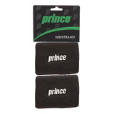 Muñequera Prince Negro Logo Blanco Tenis Padel Squash