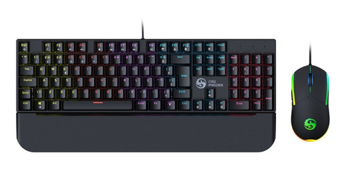 Teclado E Mouse Mecânico - Gamer Rgb - Fire Phoenix - Bk-03