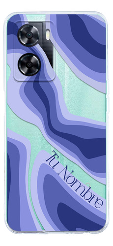 Funda Para Oppo Para Mujer Curvas Azules Con Tu Nombre