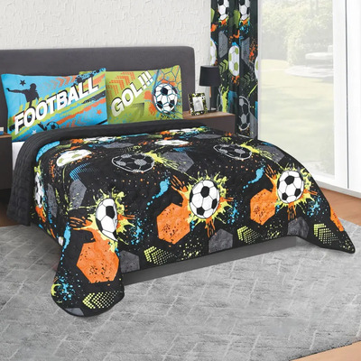 Edredón Ligero Matrimonial Balones Y Fundas Marca Elefantito Color Negro | Meses sin interés
