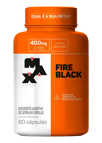 Fire Black Pote 60caps - Max Titanium Cafeína 100% Pura