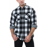 Camisa Casual A Cuadros Para Hombre De Manga Larga Con Dos B