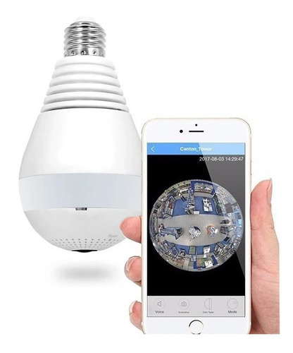 Camara Ip Wifi Foco Espia Parlante Sensor Lente 360º Led 