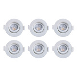 6 Spot Led De Embutir Redondo Dicroica Mr11 3w Direcionável