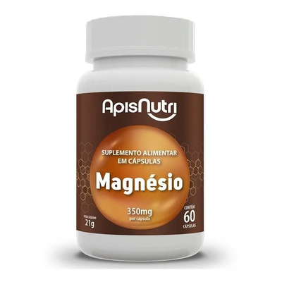 Suplemento Em Cápsulas Apisnutri Alimentar Magnésio Minerais/vitaminas Sabor Natural Em Pote De 200g 60 Un
