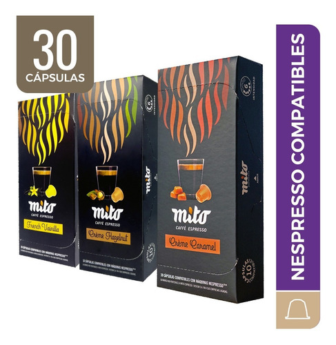 Combo 30 Cápsulas Café Saborizado Mito Nespresso Compatibles