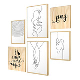 Kit 6 Quadros Para Quarto Casal Frases Amor Minimalista Paz