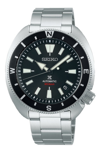 Reloj Seiko Automático Hombre Prospex Turtle Buceo Srph17k1 Color De La Malla Plateado Color Del Bisel Negro Color Del Fondo Negro