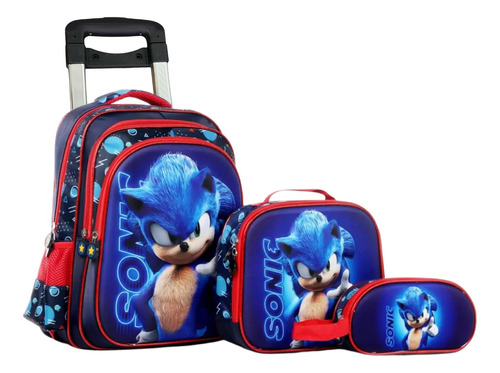 Kit Escolar Mochila Infantil Lançamento Com Rodinhas 3 Peças