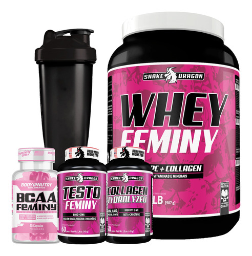 Combo Feminy Whey Importado + Colageno + Testo + Bcaa + Coq