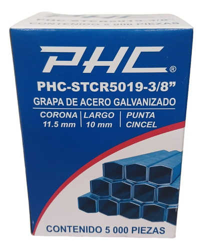 Grapas Uso Pesado Stcr5019-3/8 Caja Con 5000 Tipo Bostitch Color Metalico