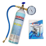 Kit De Carga De Refrigerante R134a Heladeras. Manifold Simple + Valvula Pinche + Gas R134 De 900g