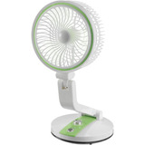 Ventilador Plegable Recargable Con Luz Led Portatil 360° Cantidad De Aspas 3 Color De La Estructura Blanco Color De Las Aspas Verde Diámetro 15 Cm Material De Las Aspas Plástico