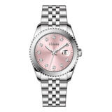Reloj Feraud Mujer Piedras Rosa Calendario Moderno F5541lslr