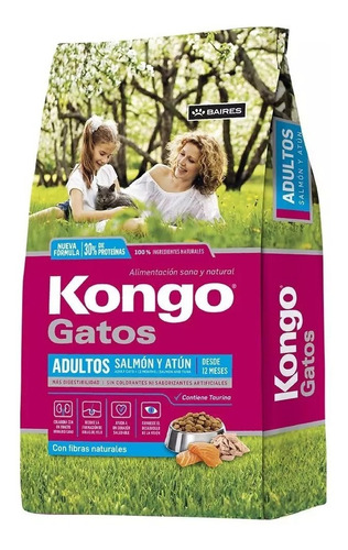 Alimento Kongo 8kg Gato Adulto Sabor Salmon Y Atun X 8 Kg