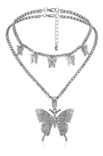 Collar Elegante Colgante Mariposa Doble Para Mujer Regalo