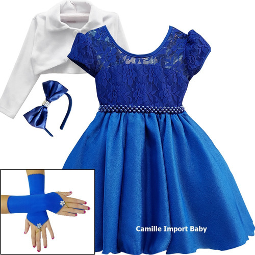 Vestido Infantil Festa Juvenil Azul Royal Princesa Formatura