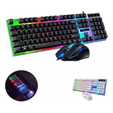 Kit Teclado Mouse Gamer Luz Rgb Iluminado Led Usb Alambrico