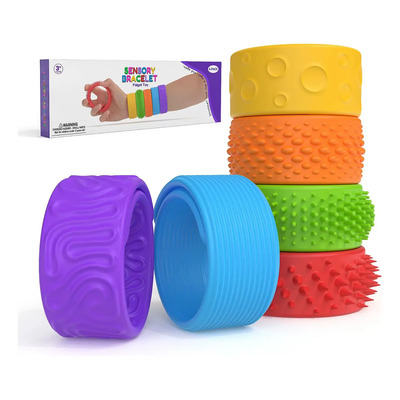 Mordedor Silicone Pulseira Autismo Tdah Anti Stress 6 Und Colorido