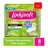 Toallitas Femeninas Ladysoft Normal Tela Suave Con Alas X 6