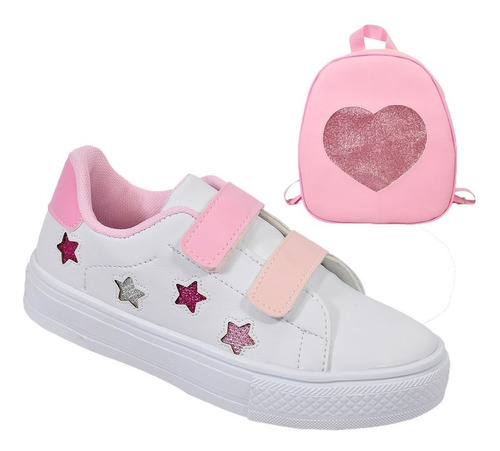 Tênis Feminino Infantil Estrela Menina+ Mochila Personagem