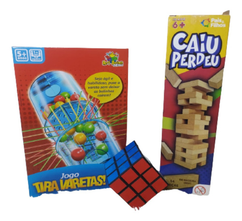 Kit Jogos Caiu Perdeu + Tira Vareta Brinquedo Para Familia