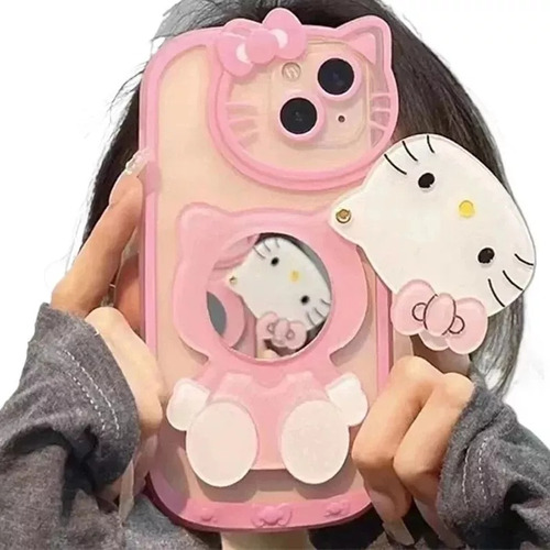 Capa  Celular Hello Kitty Com Espelho Maquiagem Para iPhone