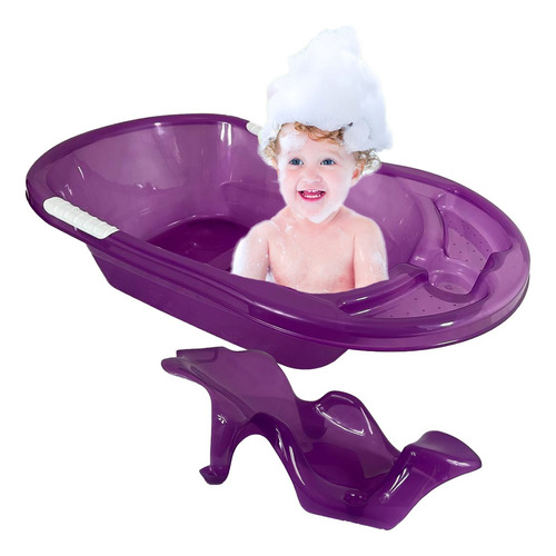 Bañera O Tina De Baño Plastico Con Soporte Para Bebe Morado