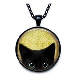 Collar De Gato Negro - Colgante De Gato Negro Mirando - Joye