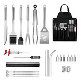 Kit Parrillero Bbq Asados 26 Utensilios Con Estuche 