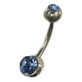 Piercing De Umbigo De Aço Cirúrgico Com Pedra Azul Bebê G