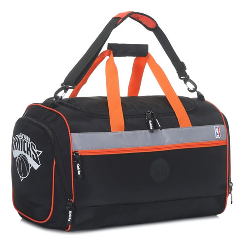 Bolso Deportivo Nba Basket Viaje Porta Botines Mediano Color Negro Y Naranja 16355 16354