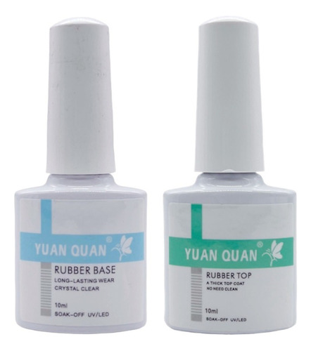 Kit Rubber Base Coat + Rubber Top Coat Para Uñas Uv Gel 10ml