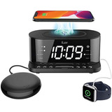 Reloj Despertador Con Radio Fm, Puerto De Carga Usb, Negro