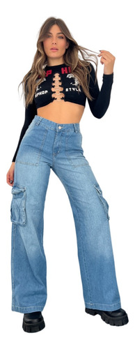 Pantalones Wide Leg/oxford Excelent Calce M.versus Denim.352