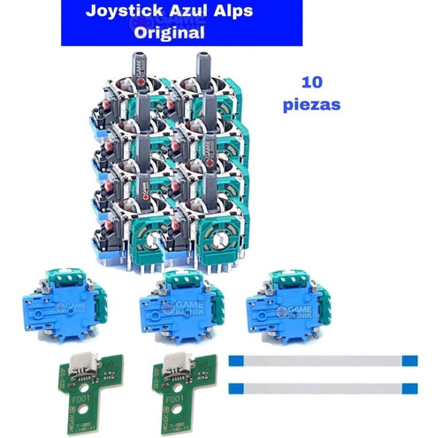 10 Joystick Potenciómetro Ps4 Alps Azul + 2 Centro Jds 030