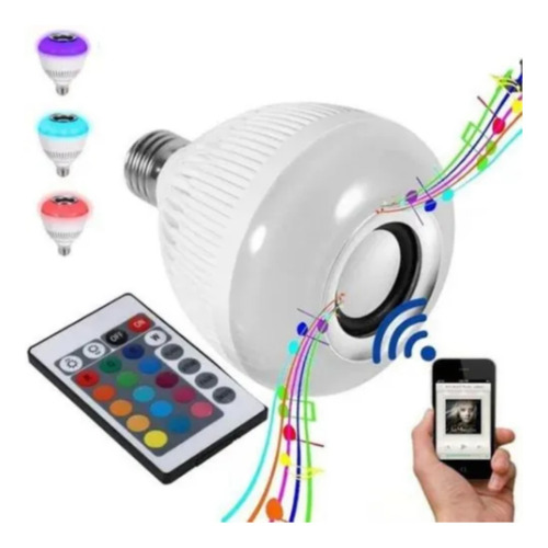 Lampada Led Inteligente Com Bluetooth Muda Cor Toca Música Cor Da Luz Rgb 110v/220v