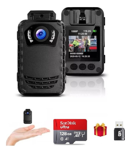 Mini Câmera Policia Body Segurança Corpo Full Hd 1080p 128gb