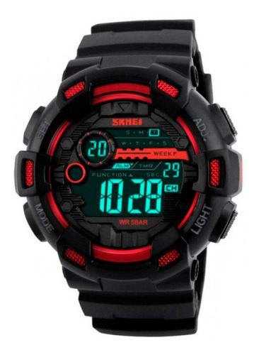 Reloj Digital Deportivo Negro Rojo Resistente 5 Bar Skmei