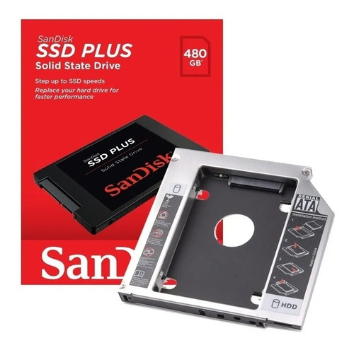 Ssd 480gb Sandisk Plus Sata3 + Caddy 9,5mm Para Pc Notebook