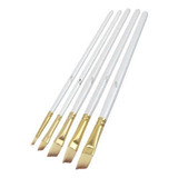 Set 5 Pinceles Para Acrílica Témpera Acuarela Blanco