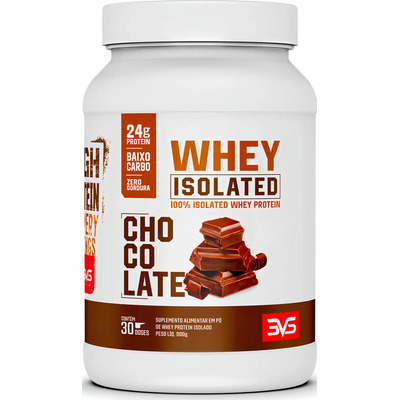 100% Whey Protein Isolada 900g Sabor: Chocolate - Proteína 100% Pura Adoçado Naturalmente Com Estévia - 3vs Nutrition