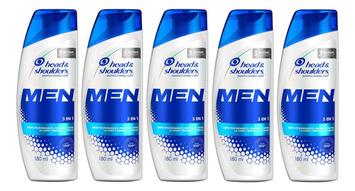 5 Shampoo Head & Shoulders Men 3 En 1 Con 180ml